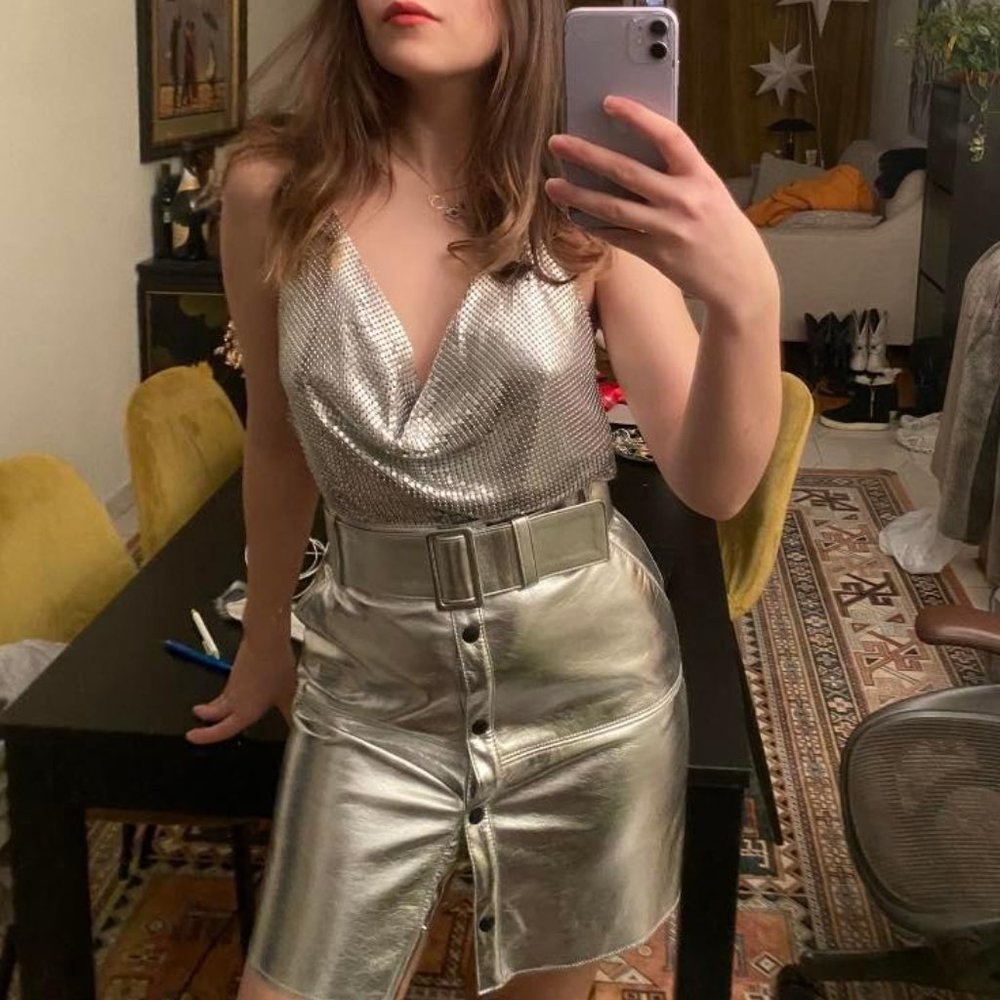 MSGM Metallic Leather Skirt NWT